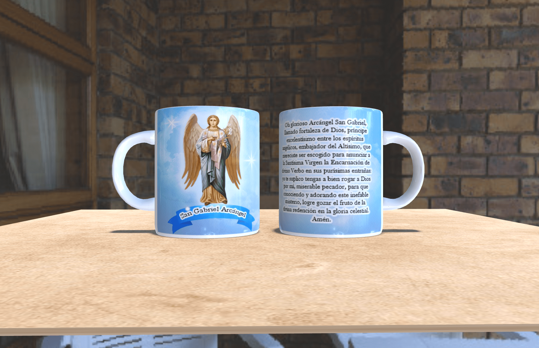 Taza con diseño religioso