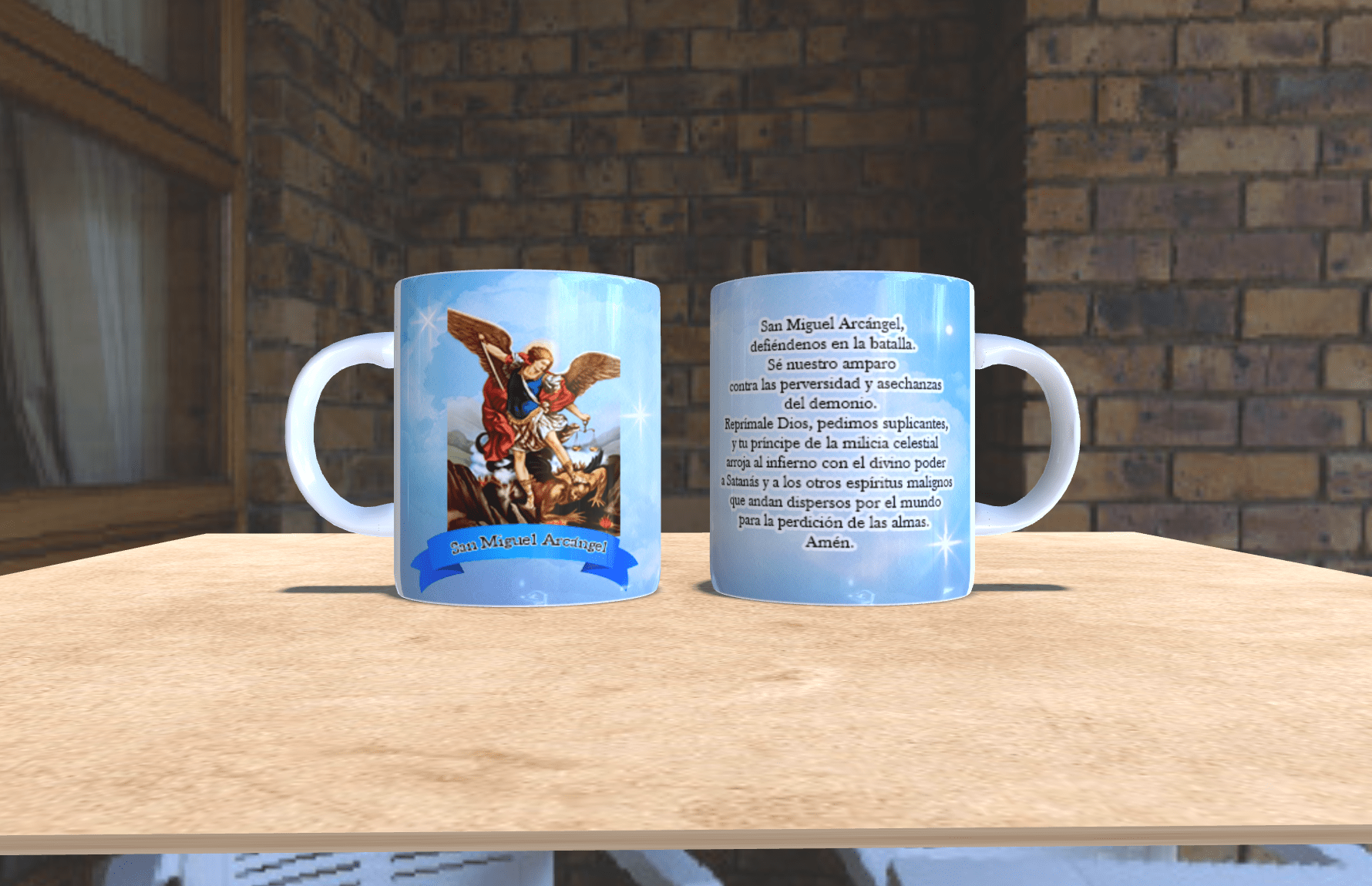 Taza con diseño religioso