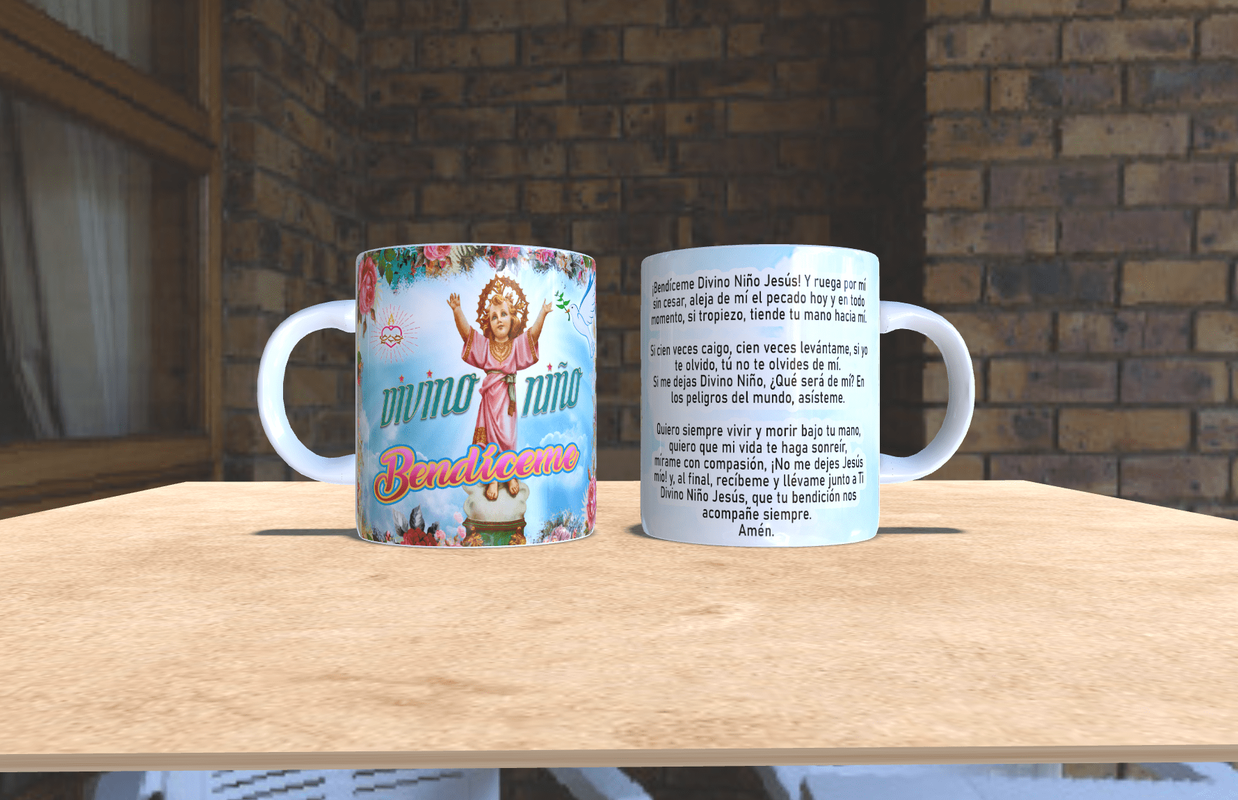 Taza con diseño religioso