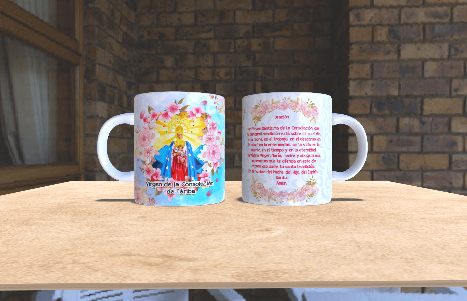 Taza con diseño religioso